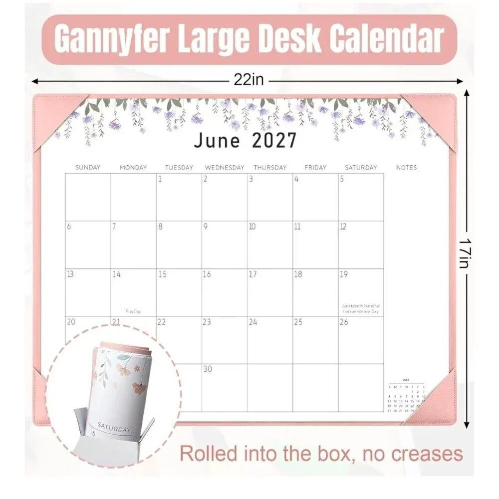 Gannyfer Large Desk Calendar Pink 22